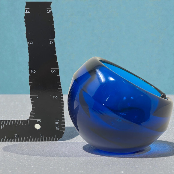 Vintage Viking Glass Blue Bluenique Orb Ashtray 4 3/4" Mid Century Modern MCM - Picture 8 of 8
